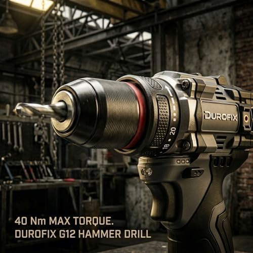 Durofix G12 Series RK12136-2-K6 12V Cordless 3/8" Hammer Drill Power Tool Combo Kit with Compact Polisher Sander, 1 Battery & Charger