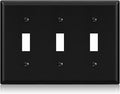 ELEGRP 3-Gang Toggle Switch Wall Plates, Standard Size 4.53" H x 6.39" L Thermoplastic Faceplate Cover for Toggle Dimmer Light Switches, UL Listed (1 Pack, Glossy Black)
