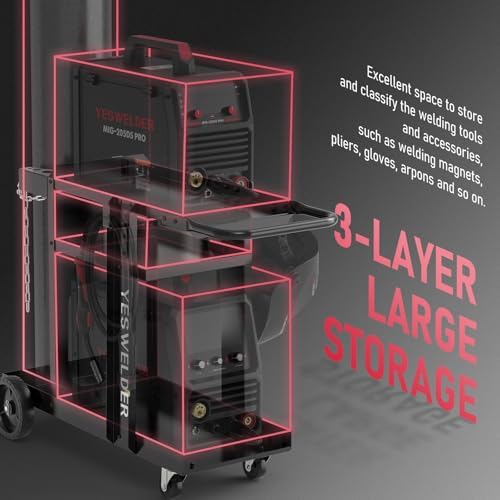 YESWELDER 3-Tier Welding Cart with Extended Platform and Cylinder Storage
