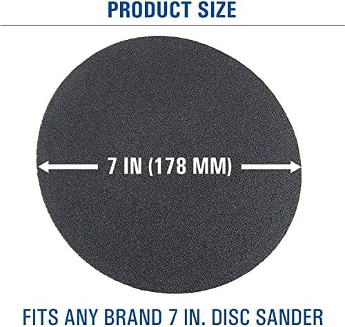 Starcke Premium 7 Inch Sanding Discs, 50 Pack Hook and Loop Sandpaper, 36 Grit Grinder Sanding Disc, No Hole Black Silicon Carbide Sandpaper Discs for Stone, Metal, Wood, Floor, Paint and Plastics