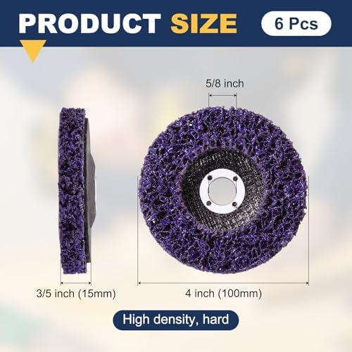 6Pcs 4" x5/8"(Arbor) Paint Stripper Discs for Angle Grinder Purple