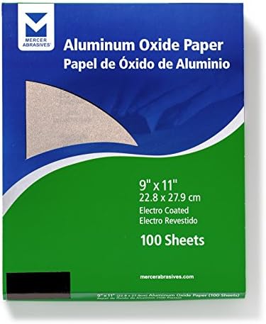 Mercer Industries 202150A - 9 x 11 Aluminum Oxide Paper Sheets, Grit 150A (100 pack)