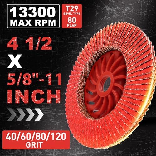 Ceramic Flap Discs 4 1/2 for Angle Grinder, 40/60/80/120 Grit, 10 Pack