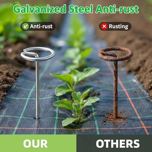 150 Pcs 6-Inch Heavy Duty Landscape Staples - Thickened G-Shaped Galvanized Steel Pins, Rust-Resistant for Weed Barrier Fabric, Erosion Control, Ground Cover & All Landscaping Projects