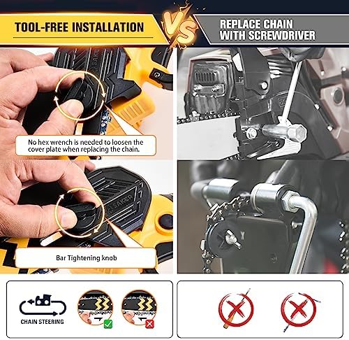 Saker Mini Chainsaw Cordless 6-Inch-Switch Security Lock-Cordless Power Chain Saws-Handheld Small Chainsaw for Cutting Wood Trimming and Woodworking- Mini Chain Saw Cordless with 1 Battery