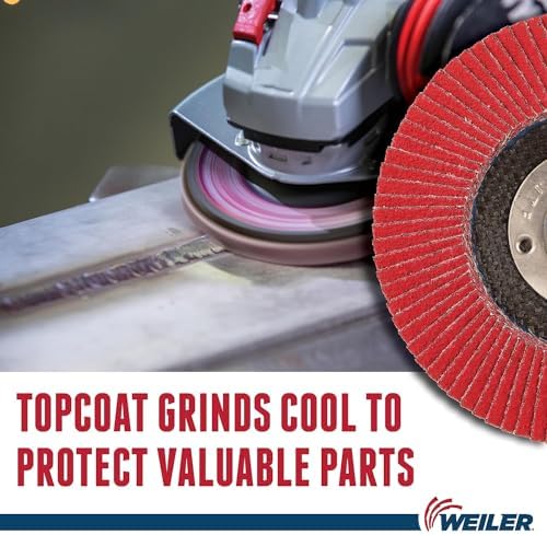 Weiler 50107 Saber Tooth 5/8"-11 Arbor, 4-1/2" Diameter, 80 Grit, Ceramic, Phenolic Backing, Angled Abrasive Flap Disc (Pack of 10)