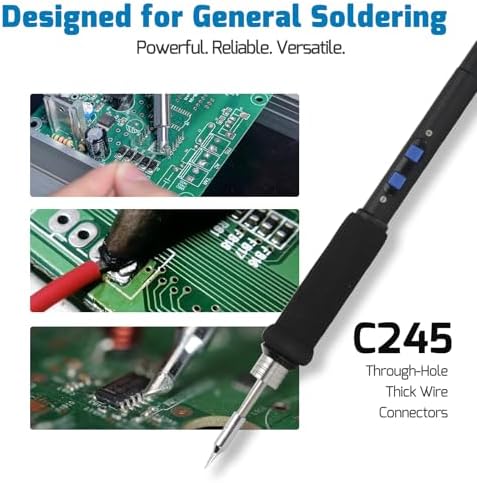 WEP 982D SE 200W 1S Heating Precision Soldering Iron Station for Electronics Repair & DIY with 7 C245 Tips, 194°F-842°F, 4 Preset Channels, Auto Temp. Calibration, Sleep Mode, °C/°F, ESD Safe