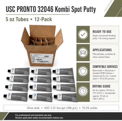 USC Pronto 32046 Kombi Spot Putty, 5 oz Tube Auto Body Filler, 12-Pack