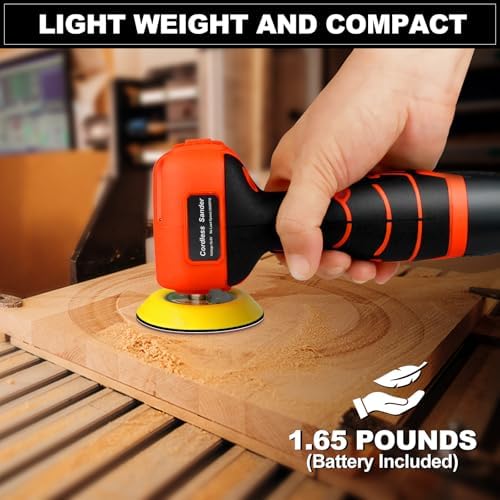Cordless Electric Sander with 36PCS Sandpapers, 3500 RPM, 2000mAh Battery, Lightweight & Compact Design for Wood, Metal, Paint Removal, and DIY Projects