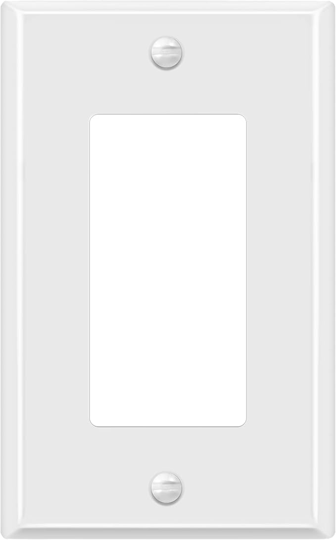 ENERLITES Decorator Switch Metal Wall Plate, Outlet Cover, Corrosion Resistant, Standard Size 1-Gang 4.50" x 2.76", Powder Coated Stamped Steel, 7731-WG, White Gloss