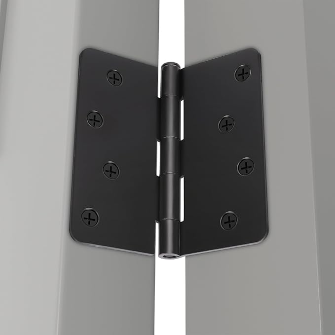 goldenwarm Door Hinges Interior & Exterior Door Hinge 3Pack 4 Inch Black Door Hinges Rounded Hinge Black Matte 4" X 4" with 1/4'' Radius Corners
