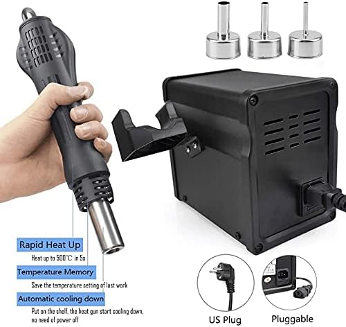 Hot Air Rework Station Solder Heat Gun,°F/°C Display,110V SMD Hot Air Gun,Temp. & Airflow Adjustable Soldering Stations for BGA IC Electronics Repair Desoldering Tool