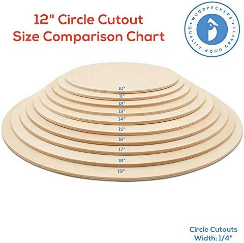 Wood Circles 12 inch, 1/4 Inch Thick, Birch Plywood Discs, Pack of 50 Unfinished Wood Circles for Crafts, Wood Rounds by Woodpeckers