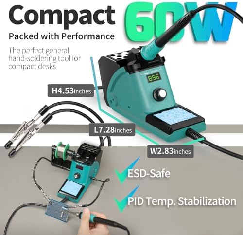YIHUA 926 III Soldering Iron Station Kit with 12-IN-1 Helping Hands, Solder Dispenser, Lead-Free Solder, 6 Soldering Tips, Desoldering Pump