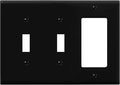 ENERLITES Combination Triple Light Switch Plate, Double Toggle/Single Decorator Switch, Standard Size 3-Gang 4.5" x 6.38", Polycarbonate Thermoplastic, 881231-BK, Black