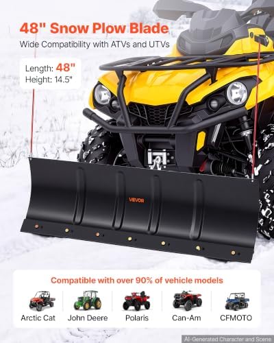 VEVOR Snow Plow Kit 48 in Universal Plow Attachment 3 Mount Options Black