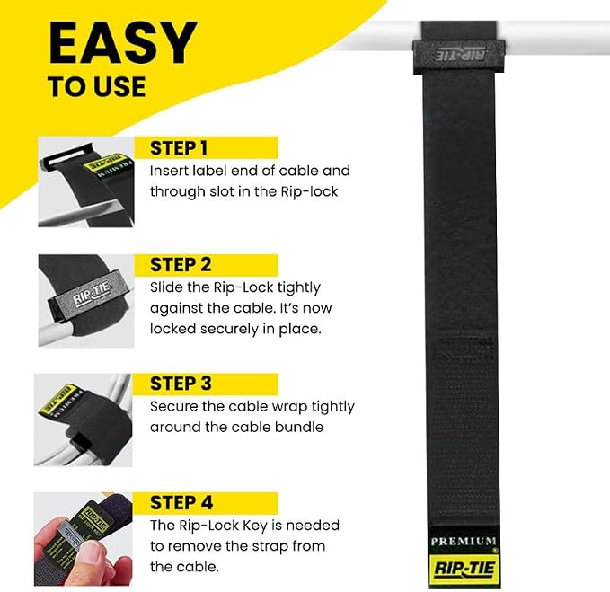 RIP-TIE 1 x 14.5 Rip-Lock CableWrap Cable Tie Perfect for Heavy Duty Cables 10 Pack Neon Pink