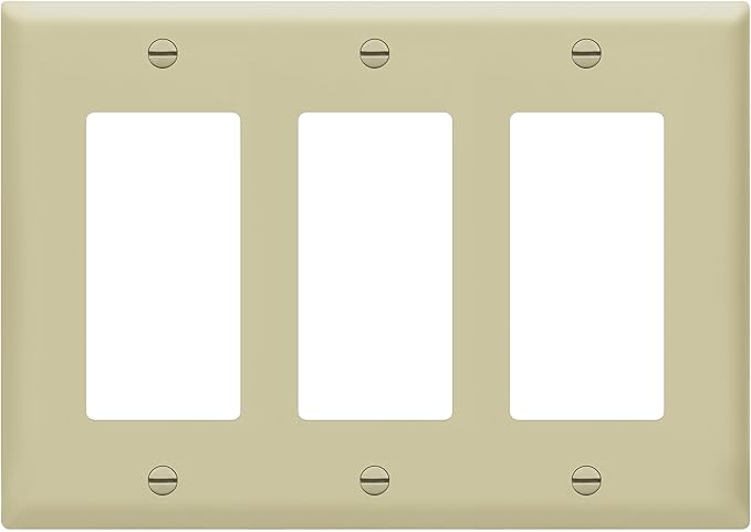 ENERLITES Decorator Light Switch or Receptacle Outlet Wall Plate, Gloss Finish, Size 3-Gang 4.50" x 6.38", Unbreakable Polycarbonate Thermoplastic, UL Listed, 8833-I, Ivory