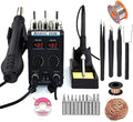 8586D 110V Solder Station, 2 in 1 LCD Dual Digital Display SMD Hot Air Gun Rework Station and Soldering Iron,750W