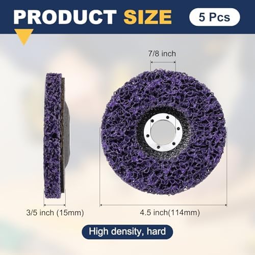 5Pcs 4.5"x7/8"(Arbor) Paint Stripper Disc for Angle Grinder Purple