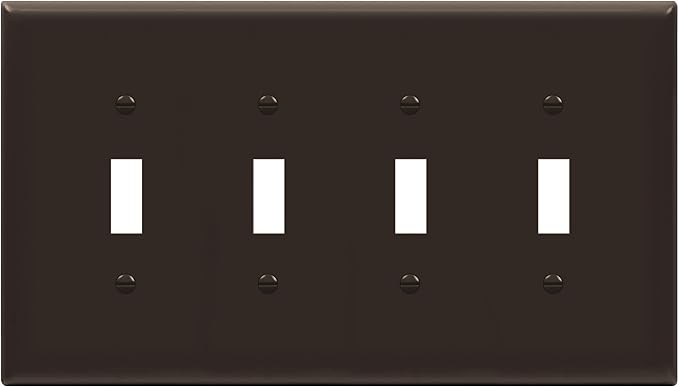 ENERLITES Quad Light Switch Wall Plate, Toggle Switch Plate, Gloss Finish, 4-Gang Mid-Size 4.88" x 8.58", Unbreakable Polycarbonate Thermoplastic, 8814M-BR, Brown