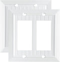 Pure White Classic Beadboard Wall Plates,Light Switch Covers,Electrical Outlet Covers, Switch Plates of Various Combination, Nature Bamboo Fiber Wall plate (2 Gang Decorator 2 Pack)