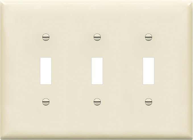 ENERLITES Triple Light Switch Wall Plate, Toggle Switch Plate, Gloss Finish, 3-Gang Mid-Size 4.88" x 6.77", Unbreakable Polycarbonate Thermoplastic, UL Listed, 8813M-LA, Light Almond