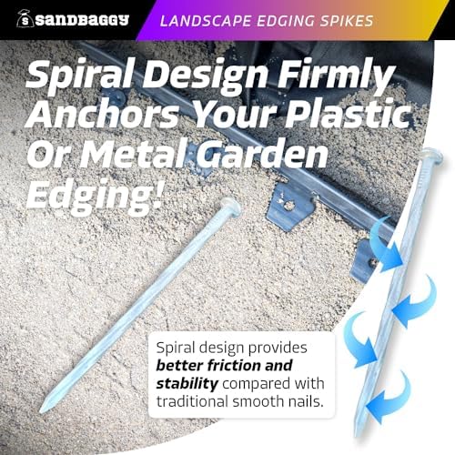 Sandbaggy 6 Inch Galvanized Landscape Edging Spikes, 100 Pack 7 Gauge Steel Spiral Landscape Nails, Heavy Duty Garden Edging Stakes for Paver Edging, Artificial Turf and Landscape Fabric