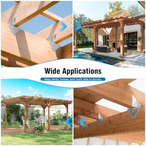 45Pack 18-Gauge Hurricane Ties for Rafters Shed Roof, Heavy Duty Galvanized Hurricane Straps Rafter Ties Brackets for Deck Pergola, Joist Hangers Fits Standard 2X Lumber (Actual 1-1/2" Thick)