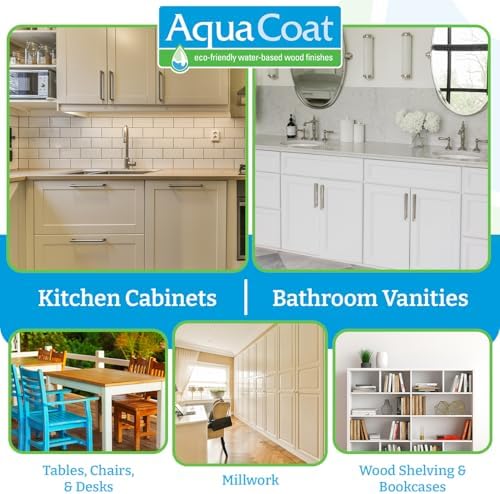 Aqua Coat Water-Based White Cabinet Wood Grain Filler Gel – Fast Drying, Low Odor White Wood Filler, Sandable & Paintable for Interior & Exterior Repairs, Upgrades & Restorations – 1 Gallon