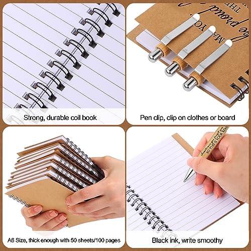 Honoson 40 Sets Inspirational Spiral Notebooks with Bamboo Pens