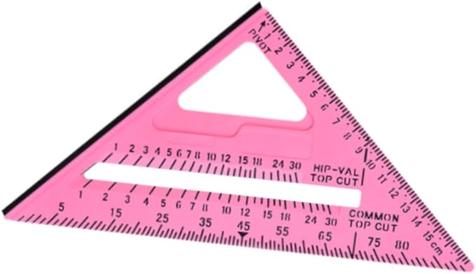 Generic Carpentry Triangle Ruler Protractor Carpenters Tool Woodwork Measuring Right Angle Ruler for Machinist Remodeling Projects, Pink
