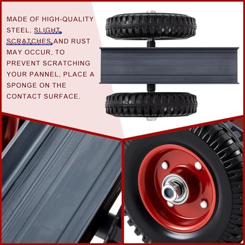 2 Pack Moving Panel Dolly, Door Dolly 440 Lbs / 200 Kg Load Capacity, up to 2.76'' Width Capacity, Heavy Duty Cart with 8'' Solid Rubber Wheels, Steel Mover for Wood, Plywood, Door, Fence