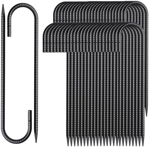12 Inch Rebar Stakes 50 Pack J Hook Ground Stakes Heavy Duty Chain Link Fence Stakes Galvanized Anchors Metal Tent Stakes for Wire Fencing Concrete Forming Trampolines Camping Canopies Shed Swing