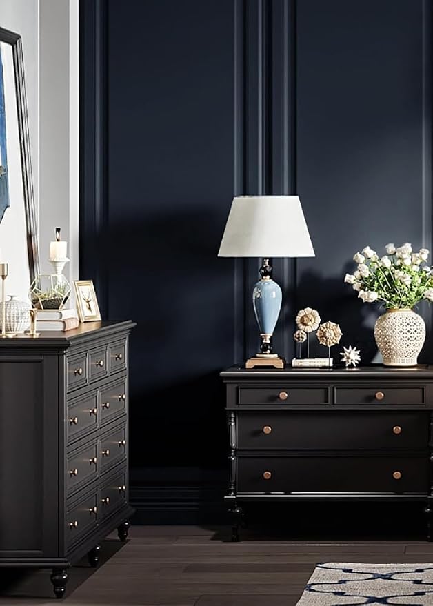 Safiyya Peel and Stick Wallpaper Dark Blue Contact Paper Solid Color Decorative Self Adhesive Removable Wallpaper Modern Contact Paper for Wall Vinyl Roll 118"x17.7"