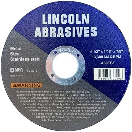 50 Pc 4.5" x 1/16" x 7/8" Cut-Off Wheels Lincoln Abrasives Metal & Stainless Steel