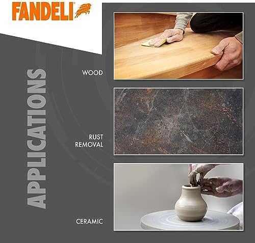 Fandeli | Multi-Purpose Sanding Paper | Assorted Grits (80,120,220) | 50 Sheets of 23 x 28 cm | Perfect for Sanding Metal and Sanding Wood | Hand Sanding | Orbital Sanders.
