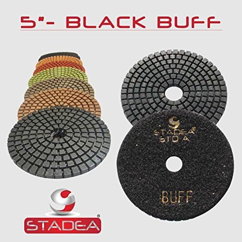 Black Buff (2 Pieces) 5" Diamond Polishing Pads for Granite Marble Concrete Stone polishing Wet Grinder