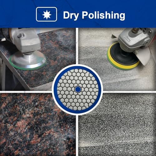 SHDIATOOL 5 Inch Dry Diamond Polishing Pads Set of 7 Pieces for Granite Marble Quartz