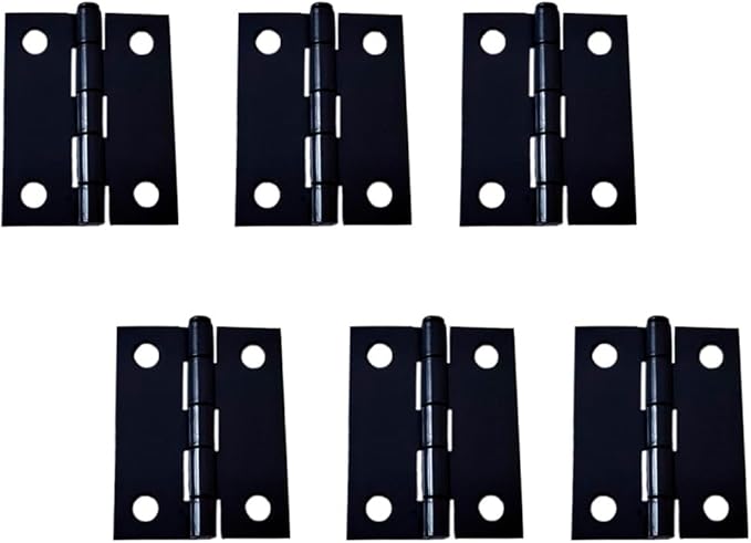 QCAA Narrow Butt Utility Hinge, Swaged, with Removable Loose Pin for Cabinet Door or Box Hinge, 2" x 1-1/2" x 1.4mm, Flat Black, 6 Pack, Made in Taiwan