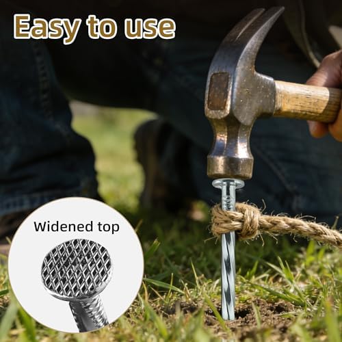 10 Inch Heavy Duty Landscape Stakes, 80 Pack Galvanized Spiral Artificial Turf Nails for Paver Edging, Weed Barriers, Lawn