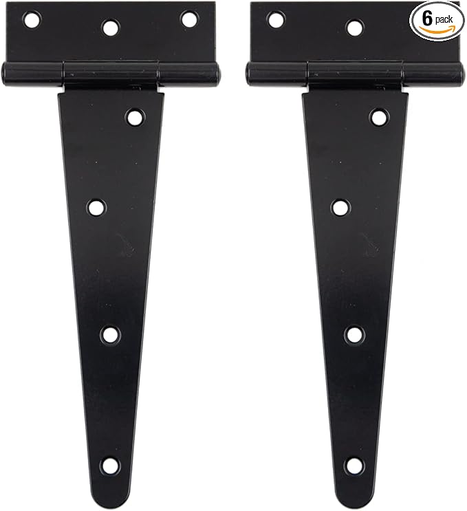 HLMOptimo Heavy Duty T Hinge, 2 pcs, 8 Inch, Black, Powder Coated, Carbon Steel