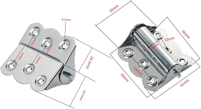 2 Pcs Stainless Steel Screen Door Hinges Hardware Spring Loaded Hinge, Silver