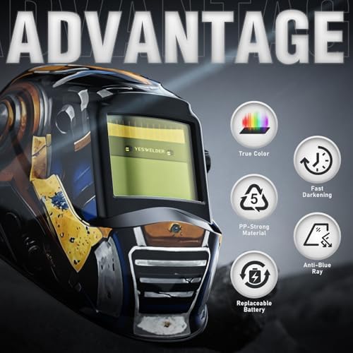 YESWELDER Auto Darkening Welding Helmet 1/1/1/1 True Color, LYG-L600A