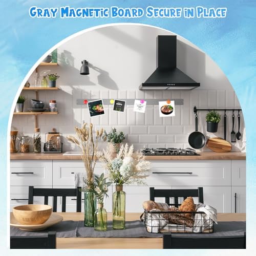 Mooliwe 2 Pcs 48 x 2 Frameless Magnetic Bulletin Board Strip for Wall Stainless Iron Metal Bulletin Bar Board Memo Strip with 16 Magnets 4 Nails 4 Wall Anchors for School Office Home