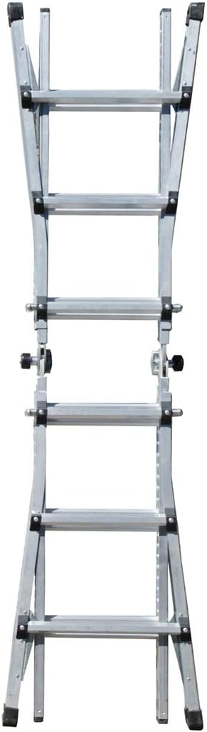 Metaltech E-MTL7000AL Jobsite Series 14-ft.-Reach Aluminum Telescoping Multi-Position Step Ladder for Home Improvement and Construction, Multipurpose Extension Ladder, Step Ladder, Scaffolding Support