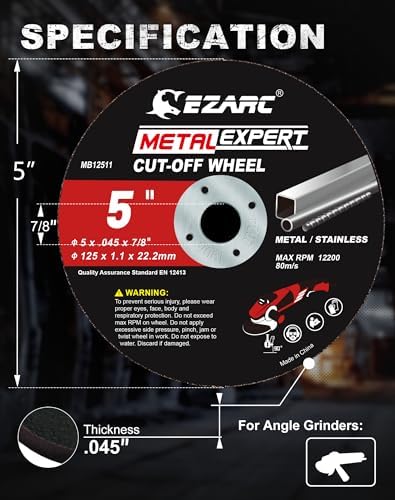 EZARC 5 Inch Metal Cut Off Wheels, .045 x 7/8-Inch, 25-Pack