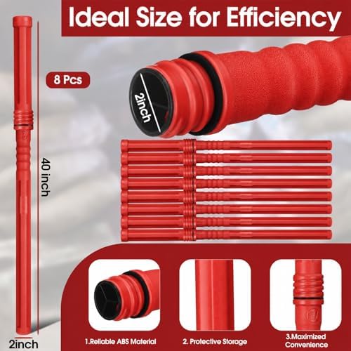 DoubleFill 9 Pcs Welding Rod Storage Set 8 Slot Tig Welding Filler Rod Holder with 8 Pcs 40 Inch Tungsten Electrode Storage Tubes Wall Mount Organizer Welder Tools Supplies(Red)