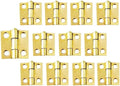 QCAA Narrow Butt Utility Hinge, Swaged, with Removable Loose Pin for Cabinet Door or Box Hinge, 1" x 15/16" x 1.2mm, Brass Plated, 12 Pack, Made in Taiwan