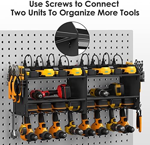 CCCEI Wall Mount Modular Tool Charging Organizer, Black, 2 Pack, 3 Tier.